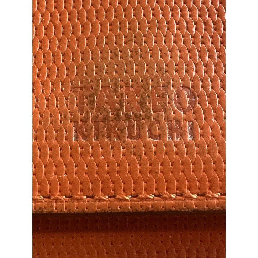 TAKEO KIKUCHI Japan Orange Leather Wallet Key Case Wallet - Good Preowned